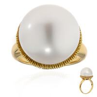 Bague en or et Perle blanche des mers du sud (Michelle Albala)