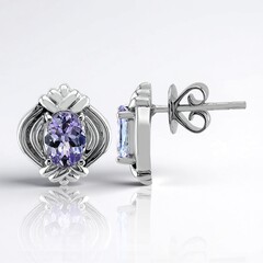 Boucles d'oreilles en argent et Tanzanite lilas  (Pallanova)