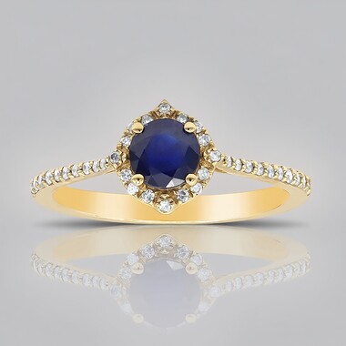 Bague en or et Saphir bleu de Ceylan