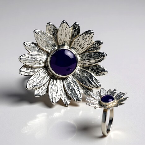 Anello in argento con Giada Lavanda (MONOSONO COLLECTION)