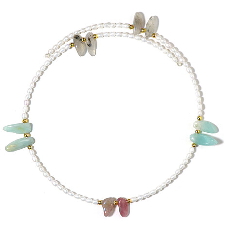 Collana rigida in acciaio con Labradorite (Riya)