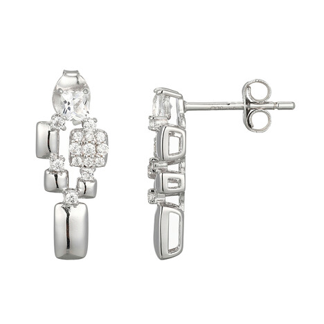Zilveren oorbellen met witte topaasstenen (Adela Silber)