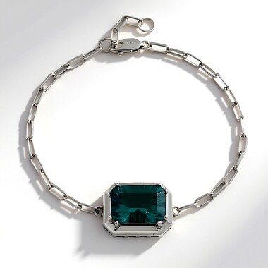 Zilveren armband met een petroleumkleur fluoriet
