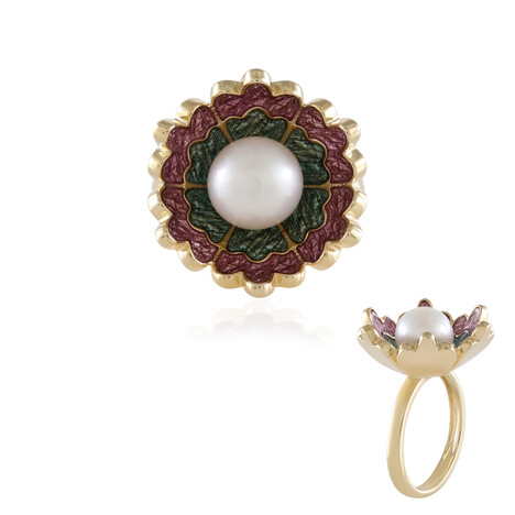 Weiße Süßwasserzuchtperlen-Silberring (Adela Silber)