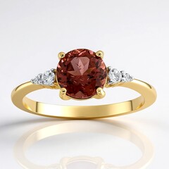 Bague en or et Apatite rouge