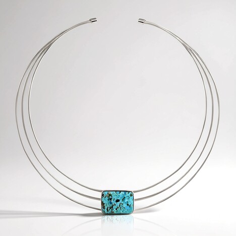 Collana rigida in argento con Turchese Kingman Mohave Blu (Jones Lee)