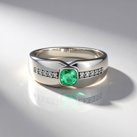 Anello in argento con Smeraldo Colombiano