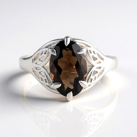 Anello in argento con Quarzo Fumè