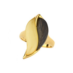 Zilveren ring met een mistige Baltische barnsteen