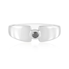 Zilveren ring met een zwarte diamant