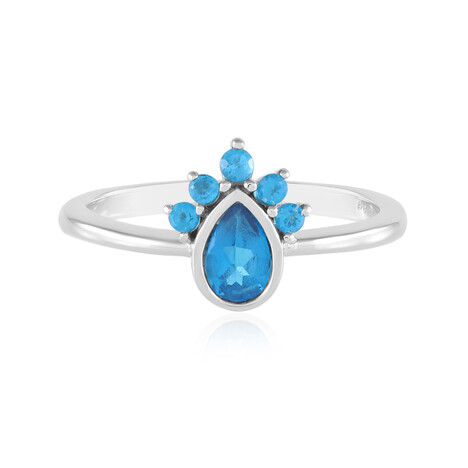 Neonblauer Apatit-Silberring