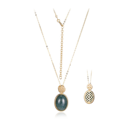 Zilveren halsketting met een groene agaat