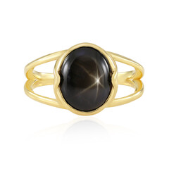 Zilveren ring met een zwarte ster saffier (de Melo Essence)