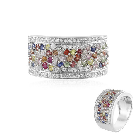 Zilveren ring met saffieren