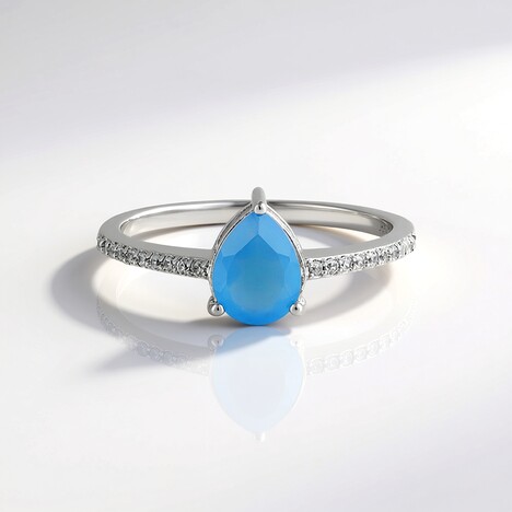 Anello in argento con Calcedonio Blu