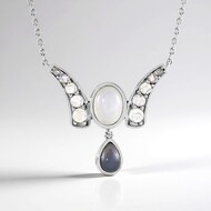 White Moonstone Silver Necklace (KM by Juwelo)