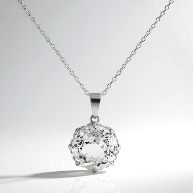 Collier en argent et Topaze blanche