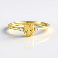 Zilveren ring met een gele beril