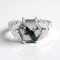 Anello in argento con Agata Muschiata