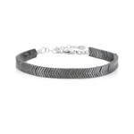 Schwarzer Hämatit-Silberarmband