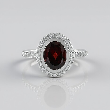 Anello in argento con Granato Mozambico
