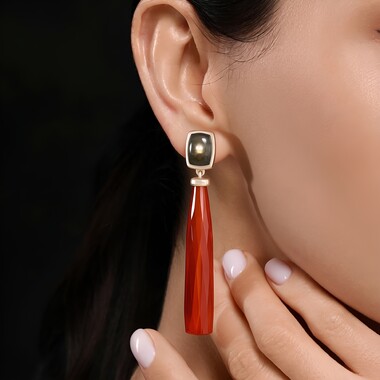 Orange Chalcedony Silver Earrings (KM by Juwelo)