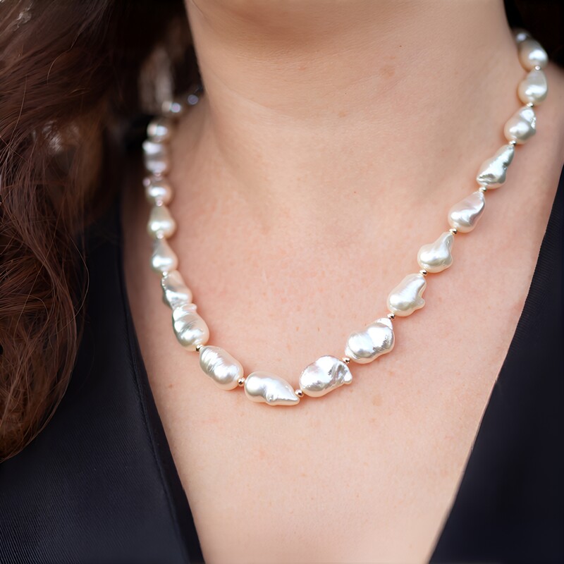Süßwasserzuchtperlen-Silberhalskette (TPC)