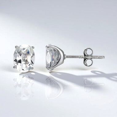 Pendientes en plata con Topacio blanco