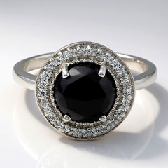 Bague en argent et Obsidienne Flocon-de-Neige