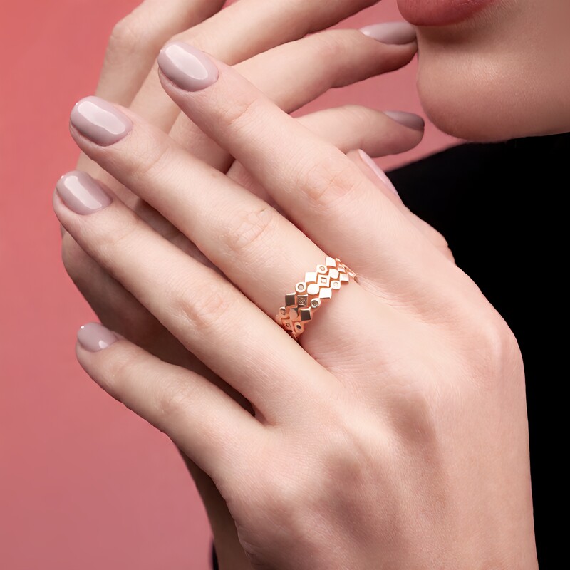 Zilveren ring met I1 Argyle-Rose de France diamanten (Annette)