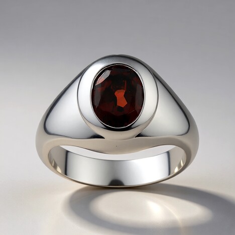 Bague en argent et Grenat du Mozambique