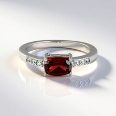Anello in argento con Granato Mozambico