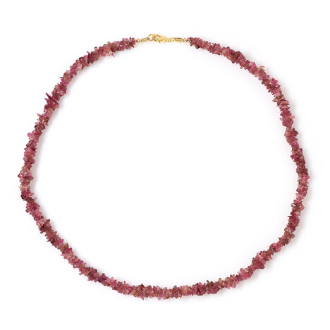 Zilveren halsketting met Nigeriaanse roze toermalijnen