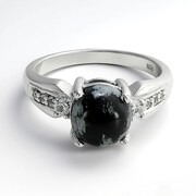 Bague en argent et Obsidienne Flocon-de-Neige