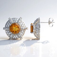 Orecchini in argento con Quarzo Cognac