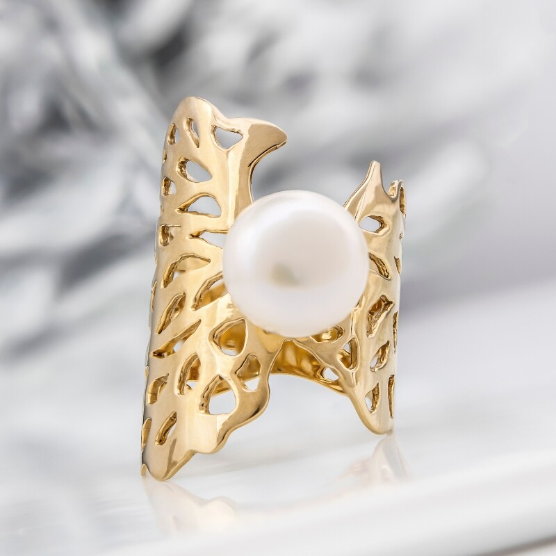 Anello in argento con Perla di Acqua Dolce (TPC)