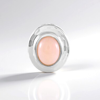 Zawieszka ze srebra platynowanego - Opal różowy (MONOSONO COLLECTION)
