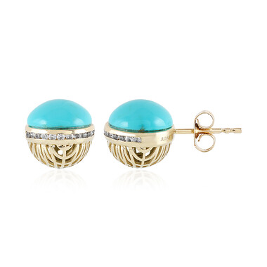 Boucles d'oreilles en or et Turquoise Sleeping Beauty (Ornaments by de Melo)