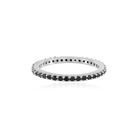 Anillo en plata con Espinela negra