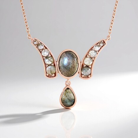 Collana in argento con Labradorite Verde Maniry (KM by Juwelo)