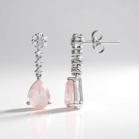 Orecchini in argento con Quarzo Rosa