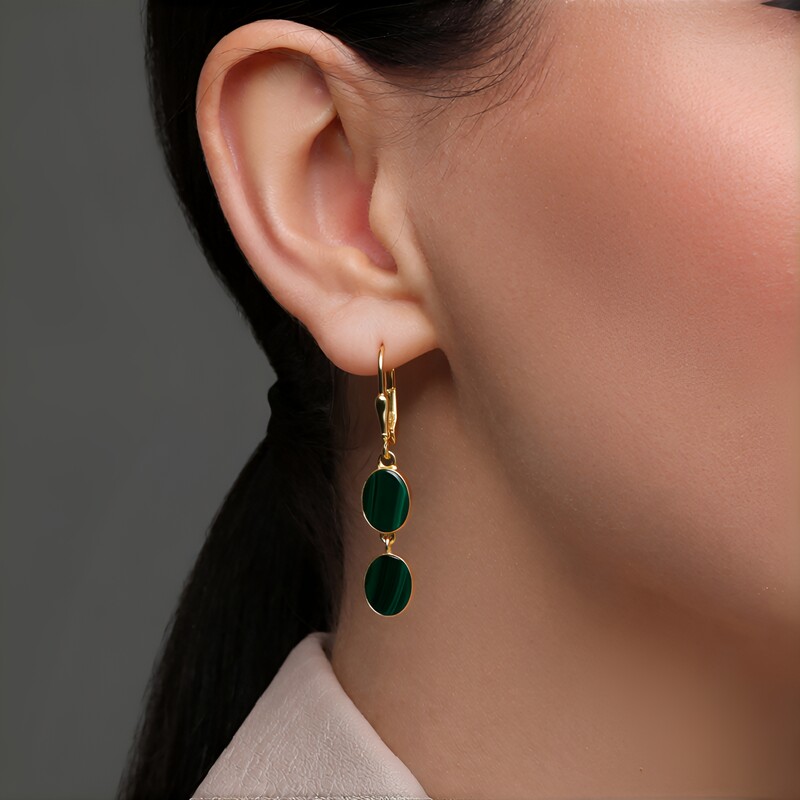 Orecchini in argento con Malachite
