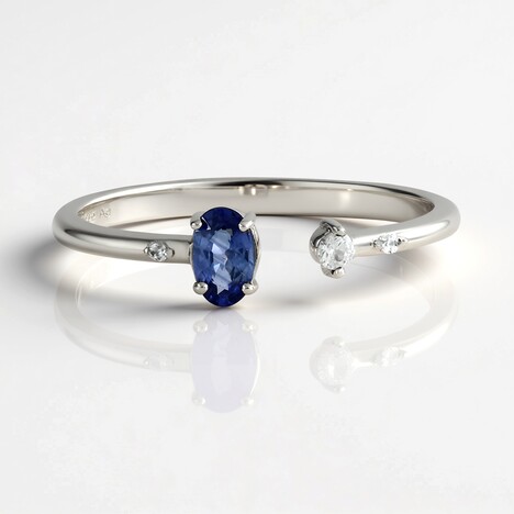 Anello in argento con Zaffiro Ceylon Blu
