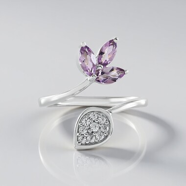 Anello in argento con Ametista Rose de France