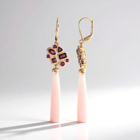 Orecchini in argento con Calcedonio Rosa (KM by Juwelo)