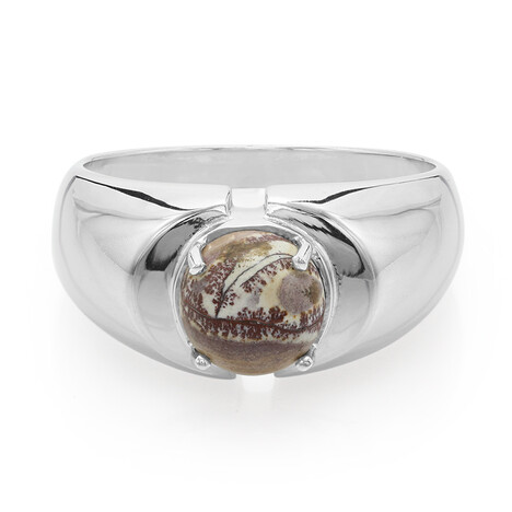 Anillo de hombre en plata con Jaspe Sonoran dendritas