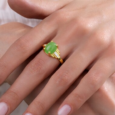 Anello in argento con Crisoprasio Imperiale