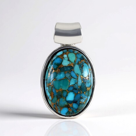 Ciondolo in argento con Turchese Ramato Blu Mohave (MONOSONO COLLECTION)