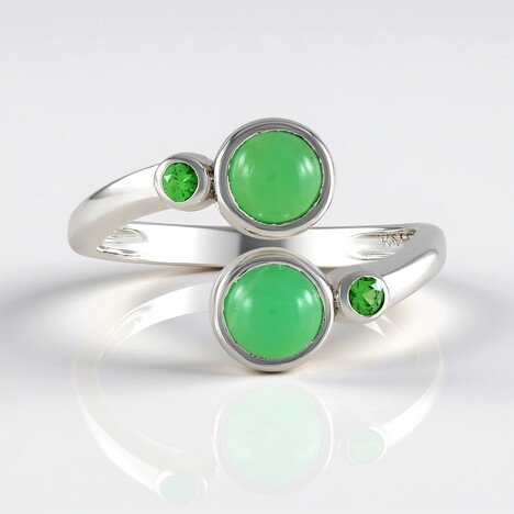 Anello in argento con Crisoprasio (KM by Juwelo)