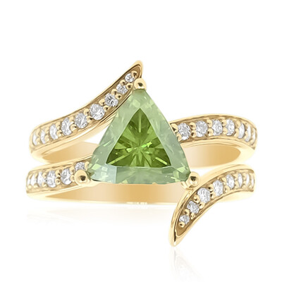 Anillo en oro con Esfalerita verde Bulgaria (de Melo)